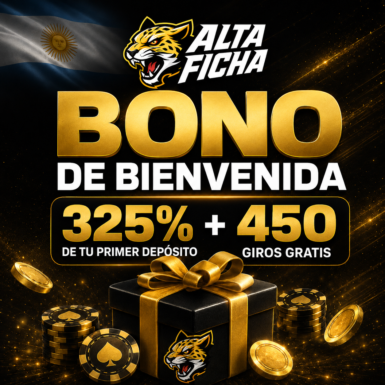 Bono de bienvenida de Altaficha con 325% y 450 giros gratis