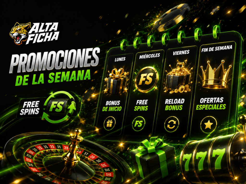 Promociones semanales de Altaficha con reload bonuses, free spins y ofertas de fin de semana