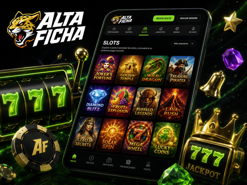 Catálogo de tragamonedas de Altaficha Casino con slots, jackpots y diferentes temáticas